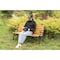 Gardenised Wooden Outdoor Park Patio Garden Yard Bench with Designed Steel Armrest and Legs QI003712 - alternate 8